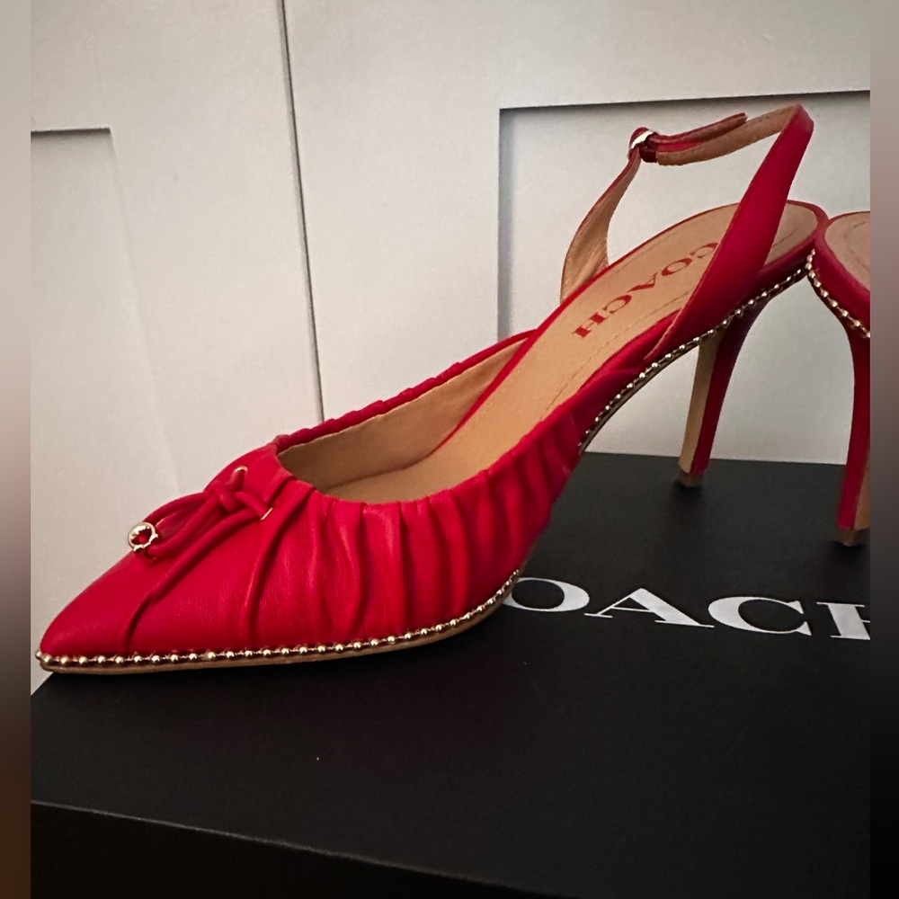 Coach Wionna size 8.5 red leather sling back pumps—excellent condition! - Picture 10 of 11